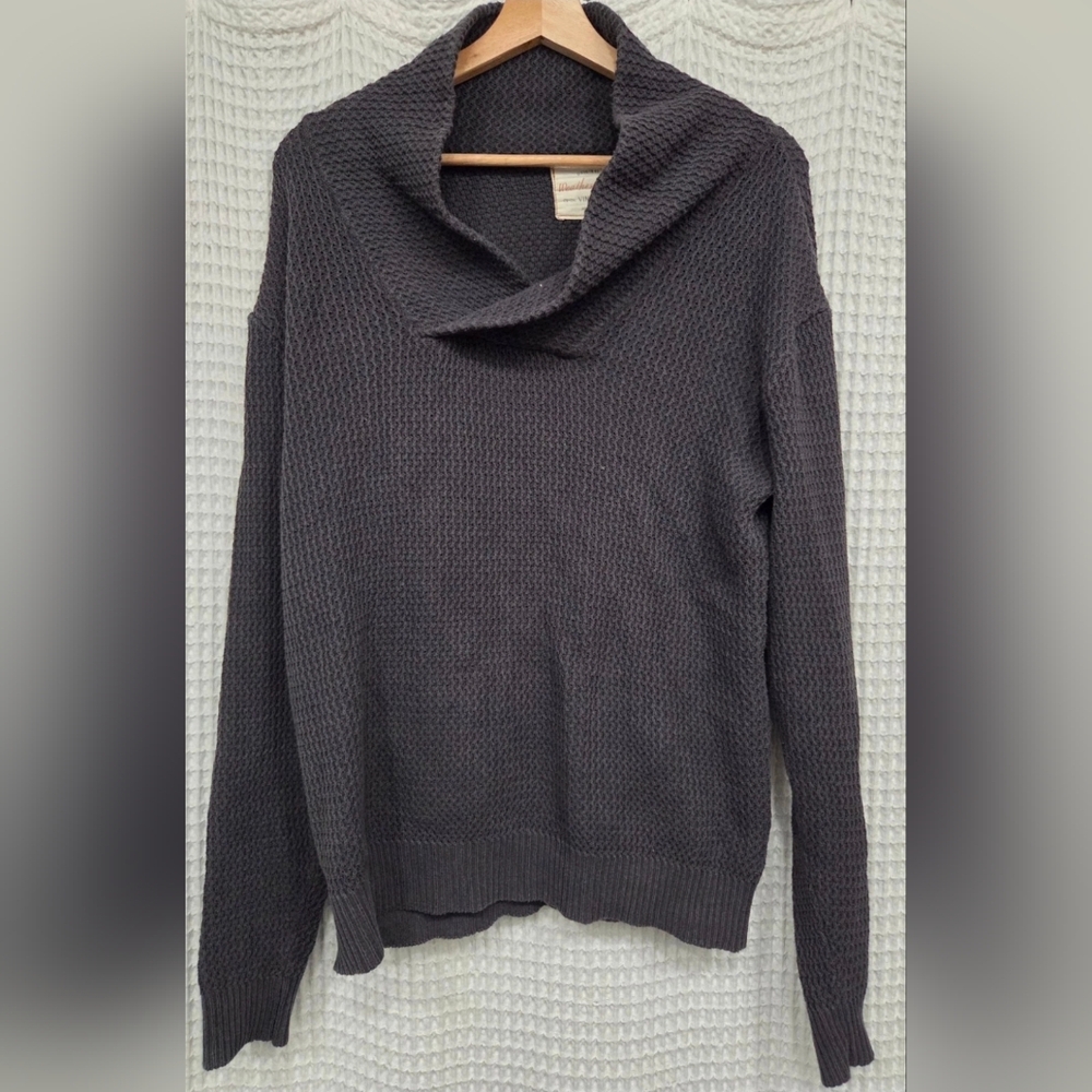 Weatherproof Waffle-Knit Shawl Collar Sweater - Charcoal. Vintage